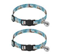 Lighthouses Landscapes Blue Metal Bell Included Puppy Collar 2 Pack Lightweight Small Dog Collar