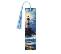 Lighthouses Print Wooden Bookmarks Tassel Bookmark Book Marks Reading Accessories,for Book Lovers Teachers