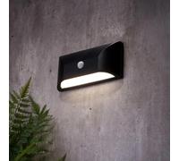 LightHub Curved Wall Down Outdoor Light with PIR Motion Sensor, 5W LED, 4000K White, IP55, Black, for Exterior, Porch, Patio, Garage, Garden, Driveway, Balcony, Entrances, Shed, Coastal & Front Door