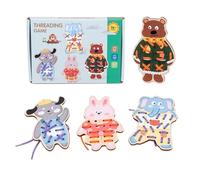 Lighting Cards for Child - Missing Cards, Animals Tied To Wire Axes | Practice Tie For Shoes, Activities Calm Time, Toys For Motor Skills,