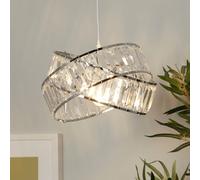 Lighting Collection 2 Band Chrome Easy Fit Shade Lamp Shade in Silver Lighting Collection Silver