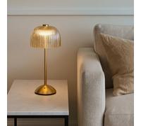 Lighting Collection Amber Glass Led Rechargable Table Lamp