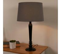 Lighting Collection Black Spindle Lamp & Grey Linen Shade Lighting Collection Black