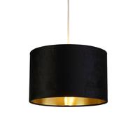 Lighting Collection Black Velvet Brushed Gold Inner Shade D27Cm Lamp Shade Lighting Collection Black
