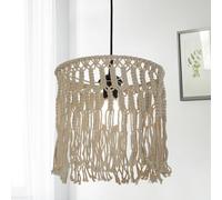 Lighting Collection Boho Cascade Natural Macramé Fringe Pendant Light Shade