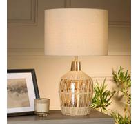 Lighting Collection Boho-Style Rattan Table Lamp in Warm Natural Finish Lighting Collection Natural