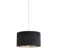 Lighting Collection Busan Grey With Metallic Silver Inner Pleated Velvet 30Cm Shade