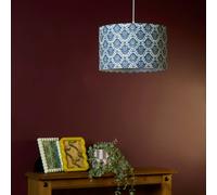 Lighting Collection Bute Sapphire Print Drum Shade - 35cm in Cream Lighting Collection Cream