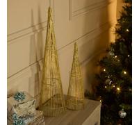 Lighting Collection Christmas Gold Frame LED Trees - 2pc Set Lighting Collection Gold