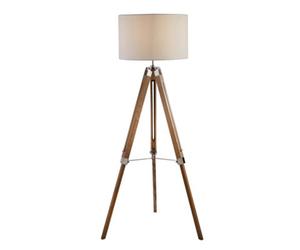 Lighting Collection Cologne Floor Lamp With Wood & Linen Shade