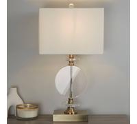 Lighting Collection Contemporary Gold Base Table Lamp with Decorative Clear Disc in Bronze Lighting Collection Bronze
