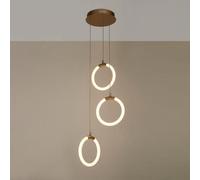 Lighting Collection Contemporary Triple Ring Led Pendant Light With Staggered Modern Suspension