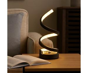 Lighting Collection Curls Black Rechargeable Led Lamp