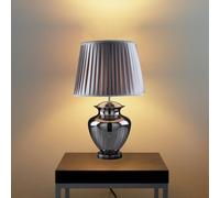 Lighting Collection Elina Table Lamp - Chrome, Smoked Glass & Pewter Shade