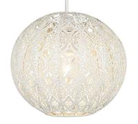 Lighting Collection Fretwork Globe Easy Fit Shade in Gloss Finish, Steel, 60 W, Cream,700221