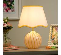 Lighting Collection Galway Yellow Striped Glass Table Lamp in Bronze Lighting Collection Bronze