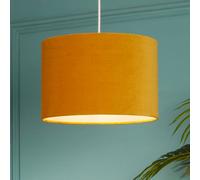 Lighting Collection Golden Glow Mustard Fabric Contemporary Drum Pendant Shade