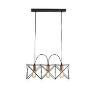 Lighting Collection Houston Matt Black And Shiny Copper 3Lt Frame Pendant