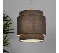 Lighting Collection Hudson Charcoal Mini Two Tier Easy Fit Ceiling Shade, Compact Modern Ceiling Shade