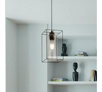 Lighting Collection Ingot Pendant - Black Metal & Glass