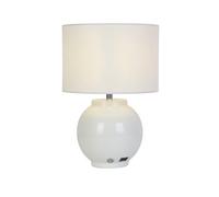 Lighting Collection Kern White Ceramic Rechargeable Led Table Lamp