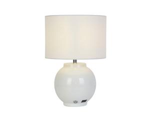 Lighting Collection Kern White Ceramic Rechargeable Led Table Lamp
