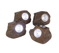 Lighting Collection Kursk Brown Set Of 4 Led Solar Rock Lights