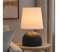Lighting Collection LARGE BLACK CERAMIC TABLE LAMP WITH LINEN SHADE Lighting Collection Black