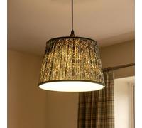 Lighting Collection Meadow Gather Pleated Botanical Fabric Tapered Pendant Shade