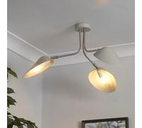 Lighting Collection Mid Century Three Arm Grey Ceiling Light With Sculpted Cone Shades