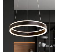 Lighting Collection Minimalist Matte Black Ring Led Pendant Light With Adjustable Suspension