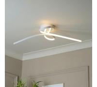 Lighting Collection Modern Sculpted Ribbon Form Led Flush Ceiling Light In Sleek White Finish