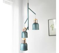 Lighting Collection Modern Triple Shade Teal Pendant Light With Copper Finished Accents