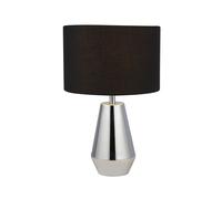 Lighting Collection Pair Touch Table Lamps Chrome BaseBlack Shade Table Lamp in Metallic Silver Lighting Collection Metallic Silver