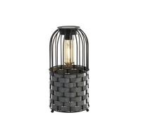 Lighting Collection Pilar Black Rattan Solar Lantern