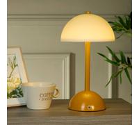 Lighting Collection Rechargeable Glass Shade Table Lamp in Yellow Lighting Collection Yellow