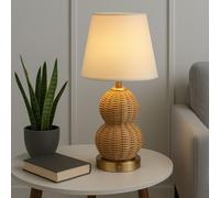 Lighting Collection Rechargeable Rattan Table Lamp in Light Brown Lighting Collection Light Brown