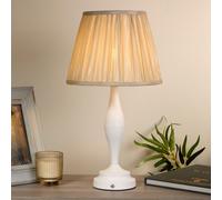 Lighting Collection Rechargeable White Candle Table Lamp in Off-White Lighting Collection Off-White