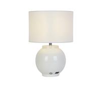 Lighting Collection RECHARGEABLE WHITE CERAMIC TABLE LAMP Lighting Collection White