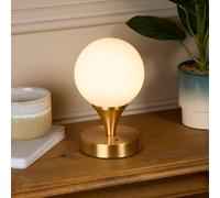 Lighting Collection RECHARGEABLE WHITE OPAL GLASS TABLE LAMP in Gold Lighting Collection Gold