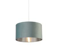 Lighting Collection Sage Green Velvet Drum Shade Silver Inner D50Cm Lamp Shade Lighting Collection Green