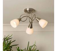 Lighting Collection Swirl-Arm 3-Light Ceiling Fitting with Frosted Cone Shades in Silver Lighting Collection Silver