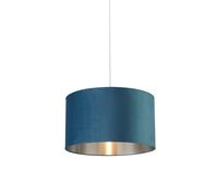 Lighting Collection Teal Velvet Drum Shade Silver Inner D45Cm Lamp Shade Lighting Collection Teal