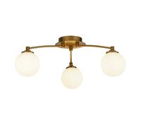 Lighting Collection Terport, Opal And Brass 3Lt Ceiling Light