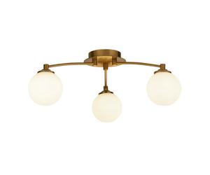 Lighting Collection Terport, Opal And Brass 3Lt Ceiling Light