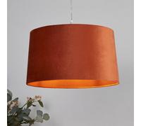 Lighting Collection Terra Glow Warm Terracotta Fabric Drum Pendant Light Shade