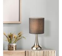 Lighting Collection Touch Lamp- Satin Silver & Dark Grey Shade One Size Silver