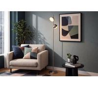 Lighting Collection Tully Floor Lamp Satin Silver Metal And Frosted Shade