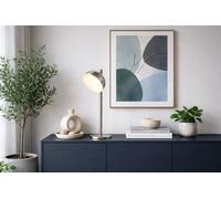 Lighting Collection Tully Table Lamp Satin Silver Metal And Frosted Shade