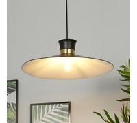 Lighting Collection Vintage Inspired Flared Glass Pendant With Brass Tone Accent Collar